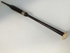A rosewood white metal mounted chanter with plastic end (chanter: 47cm x widest: 3cm)