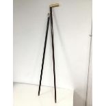 An Edwardian walking stick with white metal top (89cm) and another (2)