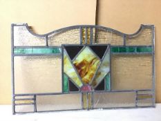 An Art Deco stained glass panel (a/f) (36cm x 59cm)