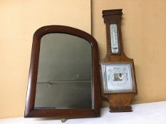 A 1920s barometer, with square dial (52cm) and a domed top wall mirror (2)