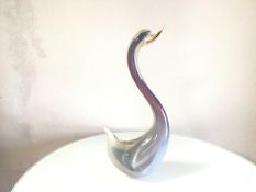 A 1960s Murano Segusa swan, of opaque glass (h.36cm x 16cm)