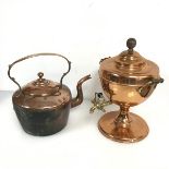 A copper kettle stamped N. Harrison to top of handle (30cm x 31cm x 21cm) and a samovar (2)