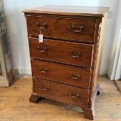 An Edwardian tallboy chest, the rectangular top with moulded edge above four long drawers with