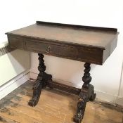 A Victorian ledgeback oak hall table, the rectangular top with moulded edge above a centre frieze