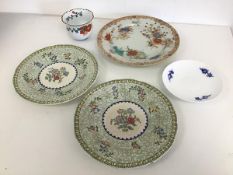 A mixed lot of china including a 1920s/30s Chinese plate with chrysanthemum decoration and six