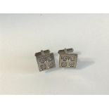 A pair of Edinburgh silver square sleevelinks, approximately 2cm square, makers mark J.S. (19.64g)