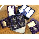 A pair of Edinburgh Crystal boxed brandy goblets, a set of four Gleneagles Crystal dessert dishes,