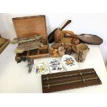 A mixed lot including a Ramon & Allones, Havana cigar box (4cm x 29cm x 24cm), an assortment of