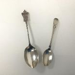 Canada Interest: a silver teaspoon stamped with a Georgian head and maple leaf, possibly makers mark