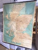 An Automobile Association wall map showing the Motorways of Scotland, c.1947 (185cm x 143cm)