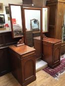 A Victorian mahogany duchess style dressing table with centre mirror flanked by adjustable wing