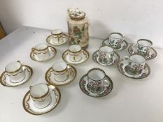 A set of six Paragon china coffee cans and saucers, a set of five Anchor china coffee cans and