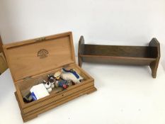 A Hupmann Havana cigar box (10cm x 33cm x 19cm) and an oak table top bookshelf (2)