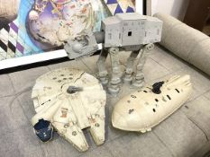 Star Wars Interest: An Imperial Walker or AT-AT (h.47cm x 52cm x 13cm) and The Millenium Falcon