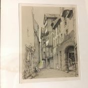 Fountain Close, etching with page from book verso describing the area (30cm x 23cm)