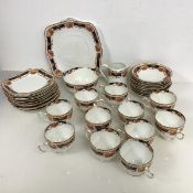 A 1930s Heathcote china tea service including eleven teacups, ten saucers, eleven side plates, a