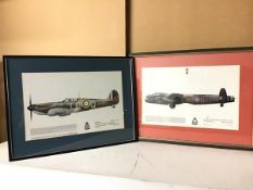 Dugald Cameron, Lancaster WWII Bomber, print and another Spitfire print (2)