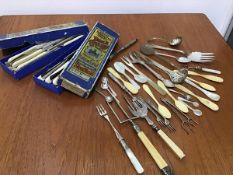 Two sets of Harrison & Fisher, Trafalgar Works, Sheffield stainless steel table knives in original