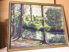 C H Gorge, Pond amongst Trees, watercolour (49cm x 63cm)