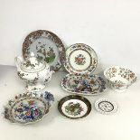 A collection of china including 19thc Spode plates in Chinese Rose pattern (d.19cm), and a