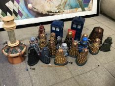 Doctor Who Interest: a collection of sixteen Daleks, two Tardis, a Tardis Engine etc. (a lot)