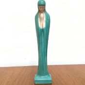 A Holland Mold china figure of a Madonna with turquoise robe, in praying stance, in the Lenci style,