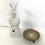 An Edinburgh Crystal thistle style decanter, with hobnail cut and etched thistle decoration (30cm