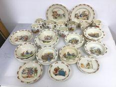 A large collection of unusual 1920s/30s Bunnykins china, including bowls, mugs, side plates,