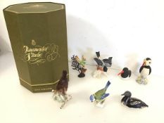 A collection of ceramic bird figures, including Goebel, Horizon Porcelain etc., and a Royal