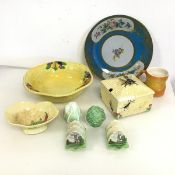 A mixed lot including a Carltonware basket weave pattern fruit bowl, a pair of Carltonware Empire