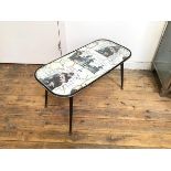 A 1970s novelty coffee table with images and reproduction signatures of The Beatles (a/f) (41cm x