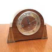 A 1930s Art Deco mantel clock with arabic numerals and stamped Foreign to dial and movement (22cm