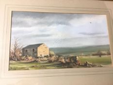 Scottish School, Rural Scene with Barn, gouache, intialled and dated 1/88 bottom left (19cm x 33cm)