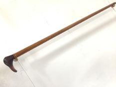 Pitcairn Islands: a carved wooden walking stick, with sea bird handle, engraved "Pitcairn Island".