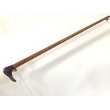 Pitcairn Islands: a carved wooden walking stick, with sea bird handle, engraved "Pitcairn Island".