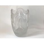 Catherine Hough (British, Contemporary), a studio glass vase, of cylindrical form, with wavy rim,