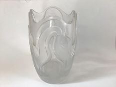 Catherine Hough (British, Contemporary), a studio glass vase, of cylindrical form, with wavy rim,