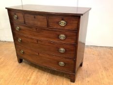 A Scottish Regency mahogany bowfront chest, with three short and three long graduated drawers,