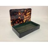 An Edwardian silver-mounted tortoiseshell box, the silver hinges hallmarked for Atkin Brothers,