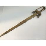A 19th century South-East Asian gilt-metal short sword, possibly Siam (Thailand) or Burma, the