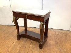 An early 19th century French mahogany and gilt-metal mounted console table, the rectangular