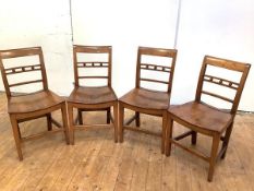 A set of four Scottish mid-19th century elm dining chairs, probably originating from Fife, each with