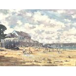 •Alwyn Crawshaw (British, b. 1934), Bigbury-on-Sea (Devon), signed lower right, oil on canvas,