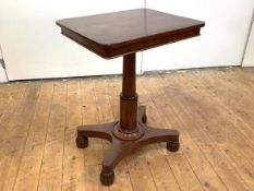 A William IV mahogany occasional table, the rectangular top and moulded frieze raised on a turned