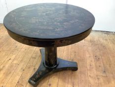 A Regency style painted centre table, allover decorated with gilt Chinoiserie against a black