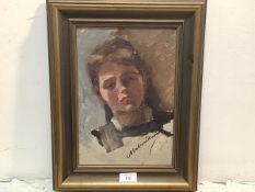 Swedish School, c. 1900, Portrait Study of a Girl, head and shoulders, signed lower right, oil on