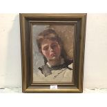 Swedish School, c. 1900, Portrait Study of a Girl, head and shoulders, signed lower right, oil on