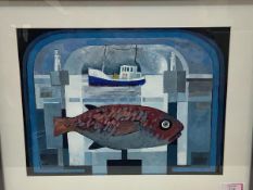 •Iain McIntosh R.S.A. (Scottish, b. 1945), Red Fish, signed lower left and dated (20)14, acrylic,