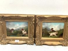 English School, Water Spaniels and Terriers, a pair of oils, each signed Blake, in gilt-