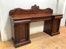 A 19th century mahogany sideboard, c. 1830, the gallery back (possibly associated), incorporating